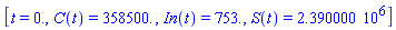 [t = HFloat(0.0), C(t) = HFloat(358500.0), In(t) = HFloat(753.0), S(t) = HFloat(2390000.0)]