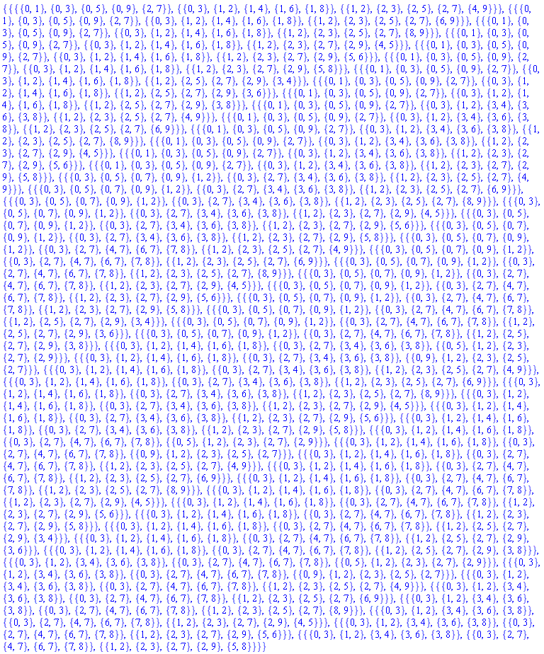 {{{{0, 1}, {0, 3}, {0, 5}, {0, 9}, {2, 7}}, {{0, 3}, {1, 2}, {1, 4}, {1, 6}, {1, 8}}, {{1, 2}, {2, 3}, {2, 5}, {2, 7}, {4, 9}}}, {{{0, 1}, {0, 3}, {0, 5}, {0, 9}, {2, 7}}, {{0, 3}, {1, 2}, {1, 4}, {1, 6}, {1, 8}}, {{1, 2}, {2, 3}, {2, 5}, {2, 7}, {6, 9}}}, {{{0, 1}, {0, 3}, {0, 5}, {0, 9}, {2, 7}}, {{0, 3}, {1, 2}, {1, 4}, {1, 6}, {1, 8}}, {{1, 2}, {2, 3}, {2, 5}, {2, 7}, {8, 9}}}, {{{0, 1}, {0, 3}, {0, 5}, {0, 9}, {2, 7}}, {{0, 3}, {1, 2}, {1, 4}, {1, 6}, {1, 8}}, {{1, 2}, {2, 3}, {2, 7}, {2, 9}, {4, 5}}}, {{{0, 1}, {0, 3}, {0, 5}, {0, 9}, {2, 7}}, {{0, 3}, {1, 2}, {1, 4}, {1, 6}, {1, 8}}, {{1, 2}, {2, 3}, {2, 7}, {2, 9}, {5, 6}}}, {{{0, 1}, {0, 3}, {0, 5}, {0, 9}, {2, 7}}, {{0, 3}, {1, 2}, {1, 4}, {1, 6}, {1, 8}}, {{1, 2}, {2, 3}, {2, 7}, {2, 9}, {5, 8}}}, {{{0, 1}, {0, 3}, {0, 5}, {0, 9}, {2, 7}}, {{0, 3}, {1, 2}, {1, 4}, {1, 6}, {1, 8}}, {{1, 2}, {2, 5}, {2, 7}, {2, 9}, {3, 4}}}, {{{0, 1}, {0, 3}, {0, 5}, {0, 9}, {2, 7}}, {{0, 3}, {1, 2}, {1, 4}, {1, 6}, {1, 8}}, {{1, 2}, {2, 5}, {2, 7}, {2, 9}, {3, 6}}}, {{{0, 1}, {0, 3}, {0, 5}, {0, 9}, {2, 7}}, {{0, 3}, {1, 2}, {1, 4}, {1, 6}, {1, 8}}, {{1, 2}, {2, 5}, {2, 7}, {2, 9}, {3, 8}}}, {{{0, 1}, {0, 3}, {0, 5}, {0, 9}, {2, 7}}, {{0, 3}, {1, 2}, {3, 4}, {3, 6}, {3, 8}}, {{1, 2}, {2, 3}, {2, 5}, {2, 7}, {4, 9}}}, {{{0, 1}, {0, 3}, {0, 5}, {0, 9}, {2, 7}}, {{0, 3}, {1, 2}, {3, 4}, {3, 6}, {3, 8}}, {{1, 2}, {2, 3}, {2, 5}, {2, 7}, {6, 9}}}, {{{0, 1}, {0, 3}, {0, 5}, {0, 9}, {2, 7}}, {{0, 3}, {1, 2}, {3, 4}, {3, 6}, {3, 8}}, {{1, 2}, {2, 3}, {2, 5}, {2, 7}, {8, 9}}}, {{{0, 1}, {0, 3}, {0, 5}, {0, 9}, {2, 7}}, {{0, 3}, {1, 2}, {3, 4}, {3, 6}, {3, 8}}, {{1, 2}, {2, 3}, {2, 7}, {2, 9}, {4, 5}}}, {{{0, 1}, {0, 3}, {0, 5}, {0, 9}, {2, 7}}, {{0, 3}, {1, 2}, {3, 4}, {3, 6}, {3, 8}}, {{1, 2}, {2, 3}, {2, 7}, {2, 9}, {5, 6}}}, {{{0, 1}, {0, 3}, {0, 5}, {0, 9}, {2, 7}}, {{0, 3}, {1, 2}, {3, 4}, {3, 6}, {3, 8}}, {{1, 2}, {2, 3}, {2, 7}, {2, 9}, {5, 8}}}, {{{0, 3}, {0, 5}, {0, 7}, {0, 9}, {1, 2}}, {{0, 3}, {2, 7}, {3, 4}, {3, 6}, {3, 8}}, {{1, 2}, {2, 3}, {2, 5}, {2, 7}, {4, 9}}}, {{{0, 3}, {0, 5}, {0, 7}, {0, 9}, {1, 2}}, {{0, 3}, {2, 7}, {3, 4}, {3, 6}, {3, 8}}, {{1, 2}, {2, 3}, {2, 5}, {2, 7}, {6, 9}}}, {{{0, 3}, {0, 5}, {0, 7}, {0, 9}, {1, 2}}, {{0, 3}, {2, 7}, {3, 4}, {3, 6}, {3, 8}}, {{1, 2}, {2, 3}, {2, 5}, {2, 7}, {8, 9}}}, {{{0, 3}, {0, 5}, {0, 7}, {0, 9}, {1, 2}}, {{0, 3}, {2, 7}, {3, 4}, {3, 6}, {3, 8}}, {{1, 2}, {2, 3}, {2, 7}, {2, 9}, {4, 5}}}, {{{0, 3}, {0, 5}, {0, 7}, {0, 9}, {1, 2}}, {{0, 3}, {2, 7}, {3, 4}, {3, 6}, {3, 8}}, {{1, 2}, {2, 3}, {2, 7}, {2, 9}, {5, 6}}}, {{{0, 3}, {0, 5}, {0, 7}, {0, 9}, {1, 2}}, {{0, 3}, {2, 7}, {3, 4}, {3, 6}, {3, 8}}, {{1, 2}, {2, 3}, {2, 7}, {2, 9}, {5, 8}}}, {{{0, 3}, {0, 5}, {0, 7}, {0, 9}, {1, 2}}, {{0, 3}, {2, 7}, {4, 7}, {6, 7}, {7, 8}}, {{1, 2}, {2, 3}, {2, 5}, {2, 7}, {4, 9}}}, {{{0, 3}, {0, 5}, {0, 7}, {0, 9}, {1, 2}}, {{0, 3}, {2, 7}, {4, 7}, {6, 7}, {7, 8}}, {{1, 2}, {2, 3}, {2, 5}, {2, 7}, {6, 9}}}, {{{0, 3}, {0, 5}, {0, 7}, {0, 9}, {1, 2}}, {{0, 3}, {2, 7}, {4, 7}, {6, 7}, {7, 8}}, {{1, 2}, {2, 3}, {2, 5}, {2, 7}, {8, 9}}}, {{{0, 3}, {0, 5}, {0, 7}, {0, 9}, {1, 2}}, {{0, 3}, {2, 7}, {4, 7}, {6, 7}, {7, 8}}, {{1, 2}, {2, 3}, {2, 7}, {2, 9}, {4, 5}}}, {{{0, 3}, {0, 5}, {0, 7}, {0, 9}, {1, 2}}, {{0, 3}, {2, 7}, {4, 7}, {6, 7}, {7, 8}}, {{1, 2}, {2, 3}, {2, 7}, {2, 9}, {5, 6}}}, {{{0, 3}, {0, 5}, {0, 7}, {0, 9}, {1, 2}}, {{0, 3}, {2, 7}, {4, 7}, {6, 7}, {7, 8}}, {{1, 2}, {2, 3}, {2, 7}, {2, 9}, {5, 8}}}, {{{0, 3}, {0, 5}, {0, 7}, {0, 9}, {1, 2}}, {{0, 3}, {2, 7}, {4, 7}, {6, 7}, {7, 8}}, {{1, 2}, {2, 5}, {2, 7}, {2, 9}, {3, 4}}}, {{{0, 3}, {0, 5}, {0, 7}, {0, 9}, {1, 2}}, {{0, 3}, {2, 7}, {4, 7}, {6, 7}, {7, 8}}, {{1, 2}, {2, 5}, {2, 7}, {2, 9}, {3, 6}}}, {{{0, 3}, {0, 5}, {0, 7}, {0, 9}, {1, 2}}, {{0, 3}, {2, 7}, {4, 7}, {6, 7}, {7, 8}}, {{1, 2}, {2, 5}, {2, 7}, {2, 9}, {3, 8}}}, {{{0, 3}, {1, 2}, {1, 4}, {1, 6}, {1, 8}}, {{0, 3}, {2, 7}, {3, 4}, {3, 6}, {3, 8}}, {{0, 5}, {1, 2}, {2, 3}, {2, 7}, {2, 9}}}, {{{0, 3}, {1, 2}, {1, 4}, {1, 6}, {1, 8}}, {{0, 3}, {2, 7}, {3, 4}, {3, 6}, {3, 8}}, {{0, 9}, {1, 2}, {2, 3}, {2, 5}, {2, 7}}}, {{{0, 3}, {1, 2}, {1, 4}, {1, 6}, {1, 8}}, {{0, 3}, {2, 7}, {3, 4}, {3, 6}, {3, 8}}, {{1, 2}, {2, 3}, {2, 5}, {2, 7}, {4, 9}}}, {{{0, 3}, {1, 2}, {1, 4}, {1, 6}, {1, 8}}, {{0, 3}, {2, 7}, {3, 4}, {3, 6}, {3, 8}}, {{1, 2}, {2, 3}, {2, 5}, {2, 7}, {6, 9}}}, {{{0, 3}, {1, 2}, {1, 4}, {1, 6}, {1, 8}}, {{0, 3}, {2, 7}, {3, 4}, {3, 6}, {3, 8}}, {{1, 2}, {2, 3}, {2, 5}, {2, 7}, {8, 9}}}, {{{0, 3}, {1, 2}, {1, 4}, {1, 6}, {1, 8}}, {{0, 3}, {2, 7}, {3, 4}, {3, 6}, {3, 8}}, {{1, 2}, {2, 3}, {2, 7}, {2, 9}, {4, 5}}}, {{{0, 3}, {1, 2}, {1, 4}, {1, 6}, {1, 8}}, {{0, 3}, {2, 7}, {3, 4}, {3, 6}, {3, 8}}, {{1, 2}, {2, 3}, {2, 7}, {2, 9}, {5, 6}}}, {{{0, 3}, {1, 2}, {1, 4}, {1, 6}, {1, 8}}, {{0, 3}, {2, 7}, {3, 4}, {3, 6}, {3, 8}}, {{1, 2}, {2, 3}, {2, 7}, {2, 9}, {5, 8}}}, {{{0, 3}, {1, 2}, {1, 4}, {1, 6}, {1, 8}}, {{0, 3}, {2, 7}, {4, 7}, {6, 7}, {7, 8}}, {{0, 5}, {1, 2}, {2, 3}, {2, 7}, {2, 9}}}, {{{0, 3}, {1, 2}, {1, 4}, {1, 6}, {1, 8}}, {{0, 3}, {2, 7}, {4, 7}, {6, 7}, {7, 8}}, {{0, 9}, {1, 2}, {2, 3}, {2, 5}, {2, 7}}}, {{{0, 3}, {1, 2}, {1, 4}, {1, 6}, {1, 8}}, {{0, 3}, {2, 7}, {4, 7}, {6, 7}, {7, 8}}, {{1, 2}, {2, 3}, {2, 5}, {2, 7}, {4, 9}}}, {{{0, 3}, {1, 2}, {1, 4}, {1, 6}, {1, 8}}, {{0, 3}, {2, 7}, {4, 7}, {6, 7}, {7, 8}}, {{1, 2}, {2, 3}, {2, 5}, {2, 7}, {6, 9}}}, {{{0, 3}, {1, 2}, {1, 4}, {1, 6}, {1, 8}}, {{0, 3}, {2, 7}, {4, 7}, {6, 7}, {7, 8}}, {{1, 2}, {2, 3}, {2, 5}, {2, 7}, {8, 9}}}, {{{0, 3}, {1, 2}, {1, 4}, {1, 6}, {1, 8}}, {{0, 3}, {2, 7}, {4, 7}, {6, 7}, {7, 8}}, {{1, 2}, {2, 3}, {2, 7}, {2, 9}, {4, 5}}}, {{{0, 3}, {1, 2}, {1, 4}, {1, 6}, {1, 8}}, {{0, 3}, {2, 7}, {4, 7}, {6, 7}, {7, 8}}, {{1, 2}, {2, 3}, {2, 7}, {2, 9}, {5, 6}}}, {{{0, 3}, {1, 2}, {1, 4}, {1, 6}, {1, 8}}, {{0, 3}, {2, 7}, {4, 7}, {6, 7}, {7, 8}}, {{1, 2}, {2, 3}, {2, 7}, {2, 9}, {5, 8}}}, {{{0, 3}, {1, 2}, {1, 4}, {1, 6}, {1, 8}}, {{0, 3}, {2, 7}, {4, 7}, {6, 7}, {7, 8}}, {{1, 2}, {2, 5}, {2, 7}, {2, 9}, {3, 4}}}, {{{0, 3}, {1, 2}, {1, 4}, {1, 6}, {1, 8}}, {{0, 3}, {2, 7}, {4, 7}, {6, 7}, {7, 8}}, {{1, 2}, {2, 5}, {2, 7}, {2, 9}, {3, 6}}}, {{{0, 3}, {1, 2}, {1, 4}, {1, 6}, {1, 8}}, {{0, 3}, {2, 7}, {4, 7}, {6, 7}, {7, 8}}, {{1, 2}, {2, 5}, {2, 7}, {2, 9}, {3, 8}}}, {{{0, 3}, {1, 2}, {3, 4}, {3, 6}, {3, 8}}, {{0, 3}, {2, 7}, {4, 7}, {6, 7}, {7, 8}}, {{0, 5}, {1, 2}, {2, 3}, {2, 7}, {2, 9}}}, {{{0, 3}, {1, 2}, {3, 4}, {3, 6}, {3, 8}}, {{0, 3}, {2, 7}, {4, 7}, {6, 7}, {7, 8}}, {{0, 9}, {1, 2}, {2, 3}, {2, 5}, {2, 7}}}, {{{0, 3}, {1, 2}, {3, 4}, {3, 6}, {3, 8}}, {{0, 3}, {2, 7}, {4, 7}, {6, 7}, {7, 8}}, {{1, 2}, {2, 3}, {2, 5}, {2, 7}, {4, 9}}}, {{{0, 3}, {1, 2}, {3, 4}, {3, 6}, {3, 8}}, {{0, 3}, {2, 7}, {4, 7}, {6, 7}, {7, 8}}, {{1, 2}, {2, 3}, {2, 5}, {2, 7}, {6, 9}}}, {{{0, 3}, {1, 2}, {3, 4}, {3, 6}, {3, 8}}, {{0, 3}, {2, 7}, {4, 7}, {6, 7}, {7, 8}}, {{1, 2}, {2, 3}, {2, 5}, {2, 7}, {8, 9}}}, {{{0, 3}, {1, 2}, {3, 4}, {3, 6}, {3, 8}}, {{0, 3}, {2, 7}, {4, 7}, {6, 7}, {7, 8}}, {{1, 2}, {2, 3}, {2, 7}, {2, 9}, {4, 5}}}, {{{0, 3}, {1, 2}, {3, 4}, {3, 6}, {3, 8}}, {{0, 3}, {2, 7}, {4, 7}, {6, 7}, {7, 8}}, {{1, 2}, {2, 3}, {2, 7}, {2, 9}, {5, 6}}}, {{{0, 3}, {1, 2}, {3, 4}, {3, 6}, {3, 8}}, {{0, 3}, {2, 7}, {4, 7}, {6, 7}, {7, 8}}, {{1, 2}, {2, 3}, {2, 7}, {2, 9}, {5, 8}}}}