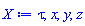 tau, x, y, z