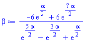 (-6*exp((1/2)*alpha)+6*exp((7/2)*alpha))/(exp((5/2)*alpha)+exp((3/2)*alpha)+exp((1/2)*alpha))