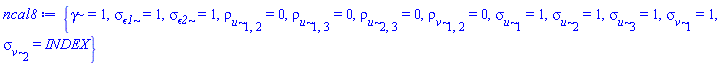 {gamma = 1, sigma__epsilon1 = 1, sigma__epsilon2 = 1, rho__u[1, 2] = 0, rho__u[1, 3] = 0, rho__u[2, 3] = 0, rho__v[1, 2] = 0, sigma__u[1] = 1, sigma__u[2] = 1, sigma__u[3] = 1, sigma__v[1] = 1, sigma__v[2] = INDEX}