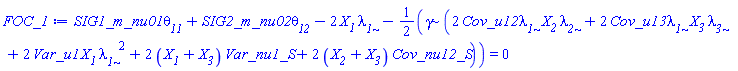SIG1_m_nu01*theta__11+SIG2_m_nu02*theta__12-2*X__1*lambda__1-(1/2)*gamma*(2*Cov_u12*lambda__1*X__2*lambda__2+2*Cov_u13*lambda__1*X__3*lambda__3+2*Var_u1*X__1*lambda__1^2+2*(X__1+X__3)*Var_nu1_S+2*(X__2+X__3)*Cov_nu12_S) = 0