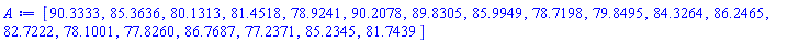 [90.3333, 85.3636, 80.1313, 81.4518, 78.9241, 90.2078, 89.8305, 85.9949, 78.7198, 79.8495, 84.3264, 86.2465, 82.7222, 78.1001, 77.8260, 86.7687, 77.2371, 85.2345, 81.7439]