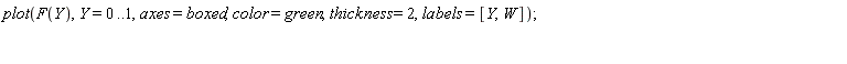 plot(F(Y), Y = 0 .. 1, axes = boxed, color = green, thickness = 2, labels = [Y, W])