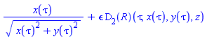 x(tau)/(x(tau)^2+y(tau)^2)^(1/2)+epsilon*(D[2](R))(tau, x(tau), y(tau), z)