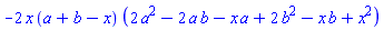 -2*x*(a+b-x)*(2*a^2-2*a*b-a*x+2*b^2-b*x+x^2)