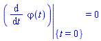 eval(diff(varphi(t), t), {t = 0}) = 0