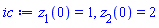 z[1](0) = 1, z[2](0) = 2
