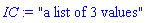 "a list of 3 values"