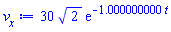 30*2^(1/2)*exp(-1.000000000*t)