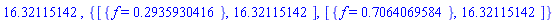 16.32115142, {[{f = .2935930416}, 16.32115142], [{f = .7064069584}, 16.32115142]}