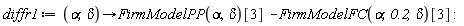 diffr1 := proc (alpha, delta) options operator, arrow; FirmModelPP(alpha, delta)[3]-FirmModelFC(alpha, .2, delta)[3] end proc