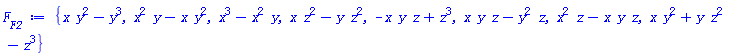 {x*y^2-y^3, x^2*y-x*y^2, x^3-x^2*y, x*z^2-y*z^2, -x*y*z+z^3, x*y*z-y^2*z, x^2*z-x*y*z, x*y^2+y*z^2-z^3}