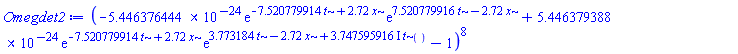 (-0.5446376444e-23*exp(-7.520779914*t+2.72*x)*exp(7.520779916*t-2.72*x)+0.5446379388e-23*exp(-7.520779914*t+2.72*x)*exp(3.773184*t-2.72*x+(3.747595916*I)*t())-1)^8