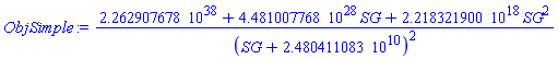 (0.2262907678e39+0.4481007768e29*SG+0.2218321900e19*SG^2)/(SG+0.2480411083e11)^2