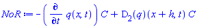-(diff(q(x, t), t))*C+(D[2](q))(x+h, t)*C