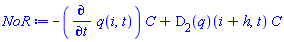 -(diff(q(i, t), t))*C+(D[2](q))(i+h, t)*C