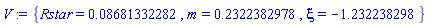 {Rstar = 0.8681332282e-1, m = .2322382978, xi = -1.232238298}