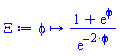 proc (phi) options operator, arrow; (1+exp(phi))/exp(-2*phi) end proc
