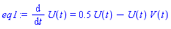 diff(U(t), t) = .5*U(t)-U(t)*V(t)
