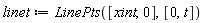 linet := LinePts([xint, 0], [0, t])