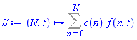 proc (N, t) options operator, arrow; Sum(c(n)*f(n, t), n = 0 .. N) end proc