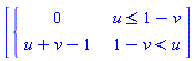 [piecewise(u <= 1-v, 0, 1-v < u, u+v-1)]