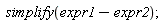 simplify(expr1-expr2)