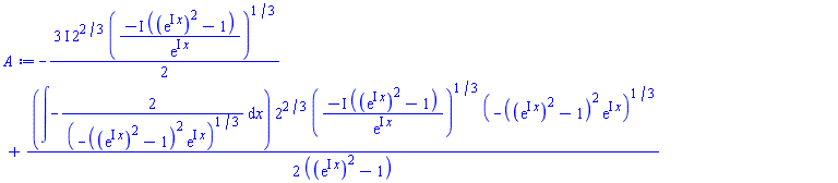 -((3/2)*I)*2^(2/3)*(-I*((exp(I*x))^2-1)/exp(I*x))^(1/3)+(1/2)*(int(-2/(-((exp(I*x))^2-1)^2*exp(I*x))^(1/3), x))*2^(2/3)*(-I*((exp(I*x))^2-1)/exp(I*x))^(1/3)*(-((exp(I*x))^2-1)^2*exp(I*x))^(1/3)/((exp(I*x))^2-1)