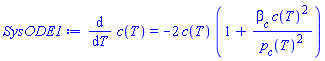 diff(c(T), T) = -2*c(T)*(1+beta__c*c(T)^2/p__c(T)^2)