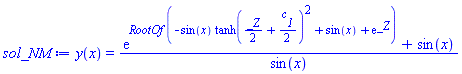 y(x) = (exp(RootOf(-sin(x)*tanh((1/2)*_Z+(1/2)*c__1)^2+sin(x)+exp(_Z)))+sin(x))/sin(x)