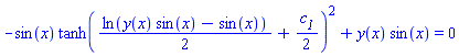-sin(x)*tanh((1/2)*ln(y(x)*sin(x)-sin(x))+(1/2)*c__1)^2+y(x)*sin(x) = 0