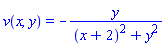 v(x, y) = -y/((x+2)^2+y^2)