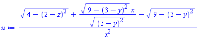 ((4-(2-z)^2)^(1/2)+(9-(3-y)^2)^(1/2)*x/((3-y)^2)^(1/2)-(9-(3-y)^2)^(1/2))/x^2
