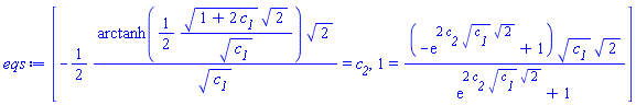 [-(1/2)*arctanh((1/2)*(1+2*c__1)^(1/2)*2^(1/2)/c__1^(1/2))*2^(1/2)/c__1^(1/2) = c__2, 1 = (-exp(2*c__2*c__1^(1/2)*2^(1/2))+1)*c__1^(1/2)*2^(1/2)/(exp(2*c__2*c__1^(1/2)*2^(1/2))+1)]