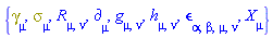 {Physics:-Dgamma[mu], Physics:-Psigma[mu], R[mu, nu], Physics:-d_[mu], Physics:-g_[mu, nu], h[mu, nu], Physics:-LeviCivita[alpha, beta, mu, nu], Physics:-SpaceTimeVector[mu](X)}
