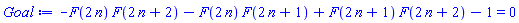 -F(2*n)*F(2*n+2)-F(2*n)*F(2*n+1)+F(2*n+1)*F(2*n+2)-1 = 0