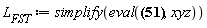 L__FST := simplify(eval(-(1/4)*((2*(-1+f__A(r))*`y'`(r, theta, phi)-(diff(f__A(r), r))*`y'`(r, theta, phi)*r-(-1+f__A(r))*(diff(`y'`(r, theta, phi), r))*r)*g*r-(-1+f__A(r))^2*`y'`(r, theta, phi)*`x'`(r, theta, phi))*(((diff(f__A(r), r))*`y'`(r, theta, phi)*r-(1-f__A(r))*(diff(`y'`(r, theta, phi), r))*r+2*(1-f__A(r))*`y'`(r, theta, phi))*g*r-(-1+f__A(r))^2*`y'`(r, theta, phi)*`x'`(r, theta, phi))/(r^8*g^4)-(1/4)*((-1+f__A(r))*(diff(`z'`(r, theta, phi), phi))*r^2*g+((diff(f__A(r), r))*`x'`(r, theta, phi)*r-(1-f__A(r))*(diff(`x'`(r, theta, phi), r))*r+2*(1-f__A(r))*`x'`(r, theta, phi))*g*r+(1-f__A(r))*`y'`(r, theta, phi)^2*(-1+f__A(r)))*((1-f__A(r))*(diff(`z'`(r, theta, phi), phi))*r^2*g+(2*(-1+f__A(r))*`x'`(r, theta, phi)-(diff(f__A(r), r))*`x'`(r, theta, phi)*r-(-1+f__A(r))*(diff(`x'`(r, theta, phi), r))*r)*g*r+(1-f__A(r))*`y'`(r, theta, phi)^2*(-1+f__A(r)))/(r^8*g^4)-(1/4)*((1-f__A(r))*(diff(`y'`(r, theta, phi), phi))*r^2*g-(-1+f__A(r))^2*`y'`(r, theta, phi)*`z'`(r, theta, phi))*((-1+f__A(r))*(diff(`y'`(r, theta, phi), phi))*r^2*g-(-1+f__A(r))^2*`y'`(r, theta, phi)*`z'`(r, theta, phi))/(r^8*g^4)-(1/4)*((1-f__A(r))*(diff(`z'`(r, theta, phi), phi))*r^2*g-(-1+f__A(r))*(diff(`y'`(r, theta, phi), theta))*r^2*g-(-1+f__A(r))*`x'`(r, theta, phi)^2*(1-f__A(r)))*((-1+f__A(r))*(diff(`z'`(r, theta, phi), phi))*r^2*g-(1-f__A(r))*(diff(`y'`(r, theta, phi), theta))*r^2*g-(-1+f__A(r))*`x'`(r, theta, phi)^2*(1-f__A(r)))/(r^8*g^4)-(1/4)*(-(1-f__A(r))*(diff(`x'`(r, theta, phi), theta))*r^2*g+(-1+f__A(r))^2*`y'`(r, theta, phi)*`x'`(r, theta, phi))*(-(-1+f__A(r))*(diff(`x'`(r, theta, phi), theta))*r^2*g+(-1+f__A(r))^2*`y'`(r, theta, phi)*`x'`(r, theta, phi))/(r^8*g^4)-(1/4)*((-1+f__A(r))*(diff(`x'`(r, theta, phi), phi))*r^2*g+(-1+f__A(r))^2*`z'`(r, theta, phi)*`x'`(r, theta, phi))*((1-f__A(r))*(diff(`x'`(r, theta, phi), phi))*r^2*g+(-1+f__A(r))^2*`z'`(r, theta, phi)*`x'`(r, theta, phi))/(r^8*g^4)-(1/4)*((-(diff(f__A(r), r))*`z'`(r, theta, phi)*r+(1-f__A(r))*(diff(`z'`(r, theta, phi), r))*r-2*(1-f__A(r))*`z'`(r, theta, phi))*g*r-(-1+f__A(r))^2*`z'`(r, theta, phi)*`x'`(r, theta, phi))*((-2*(-1+f__A(r))*`z'`(r, theta, phi)+(diff(f__A(r), r))*`z'`(r, theta, phi)*r+(-1+f__A(r))*(diff(`z'`(r, theta, phi), r))*r)*g*r-(-1+f__A(r))^2*`z'`(r, theta, phi)*`x'`(r, theta, phi))/(r^8*g^4)-(1/4)*(-(-1+f__A(r))*(diff(`z'`(r, theta, phi), theta))*r^2*g-(-1+f__A(r))^2*`y'`(r, theta, phi)*`z'`(r, theta, phi))*(-(1-f__A(r))*(diff(`z'`(r, theta, phi), theta))*r^2*g-(-1+f__A(r))^2*`y'`(r, theta, phi)*`z'`(r, theta, phi))/(r^8*g^4)-(1/4)*((-2*(-1+f__A(r))*`x'`(r, theta, phi)+(diff(f__A(r), r))*`x'`(r, theta, phi)*r+(-1+f__A(r))*(diff(`x'`(r, theta, phi), r))*r)*g*r-(1-f__A(r))*(diff(`y'`(r, theta, phi), theta))*r^2*g+(-1+f__A(r))*`z'`(r, theta, phi)^2*(1-f__A(r)))*((-(diff(f__A(r), r))*`x'`(r, theta, phi)*r+(1-f__A(r))*(diff(`x'`(r, theta, phi), r))*r-2*(1-f__A(r))*`x'`(r, theta, phi))*g*r-(-1+f__A(r))*(diff(`y'`(r, theta, phi), theta))*r^2*g+(-1+f__A(r))*`z'`(r, theta, phi)^2*(1-f__A(r)))/(r^8*g^4)-(1/4)*((-2*(-1+f__A(r))*`y'`(r, theta, phi)+(diff(f__A(r), r))*`y'`(r, theta, phi)*r+(-1+f__A(r))*(diff(`y'`(r, theta, phi), r))*r)*g*r+(-1+f__A(r))^2*`y'`(r, theta, phi)*`x'`(r, theta, phi))*((-(diff(f__A(r), r))*`y'`(r, theta, phi)*r+(1-f__A(r))*(diff(`y'`(r, theta, phi), r))*r-2*(1-f__A(r))*`y'`(r, theta, phi))*g*r+(-1+f__A(r))^2*`y'`(r, theta, phi)*`x'`(r, theta, phi))/(r^8*g^4)-(1/4)*((-(diff(f__A(r), r))*`x'`(r, theta, phi)*r+(1-f__A(r))*(diff(`x'`(r, theta, phi), r))*r-2*(1-f__A(r))*`x'`(r, theta, phi))*g*r-(-1+f__A(r))*(diff(`z'`(r, theta, phi), phi))*r^2*g-(1-f__A(r))*`y'`(r, theta, phi)^2*(-1+f__A(r)))*((-2*(-1+f__A(r))*`x'`(r, theta, phi)+(diff(f__A(r), r))*`x'`(r, theta, phi)*r+(-1+f__A(r))*(diff(`x'`(r, theta, phi), r))*r)*g*r-(1-f__A(r))*(diff(`z'`(r, theta, phi), phi))*r^2*g-(1-f__A(r))*`y'`(r, theta, phi)^2*(-1+f__A(r)))/(r^8*g^4)-(1/4)*(-(1-f__A(r))*(diff(`y'`(r, theta, phi), phi))*r^2*g+(-1+f__A(r))^2*`y'`(r, theta, phi)*`z'`(r, theta, phi))*(-(-1+f__A(r))*(diff(`y'`(r, theta, phi), phi))*r^2*g+(-1+f__A(r))^2*`y'`(r, theta, phi)*`z'`(r, theta, phi))/(r^8*g^4)-(1/4)*(((diff(f__A(r), r))*`z'`(r, theta, phi)*r-(1-f__A(r))*(diff(`z'`(r, theta, phi), r))*r+2*(1-f__A(r))*`z'`(r, theta, phi))*g*r+(-1+f__A(r))^2*`z'`(r, theta, phi)*`x'`(r, theta, phi))*((2*(-1+f__A(r))*`z'`(r, theta, phi)-(diff(f__A(r), r))*`z'`(r, theta, phi)*r-(-1+f__A(r))*(diff(`z'`(r, theta, phi), r))*r)*g*r+(-1+f__A(r))^2*`z'`(r, theta, phi)*`x'`(r, theta, phi))/(r^8*g^4)-(1/4)*((-1+f__A(r))*(diff(`z'`(r, theta, phi), theta))*r^2*g+(-1+f__A(r))^2*`y'`(r, theta, phi)*`z'`(r, theta, phi))*((1-f__A(r))*(diff(`z'`(r, theta, phi), theta))*r^2*g+(-1+f__A(r))^2*`y'`(r, theta, phi)*`z'`(r, theta, phi))/(r^8*g^4)-(1/4)*((1-f__A(r))*(diff(`y'`(r, theta, phi), theta))*r^2*g+(2*(-1+f__A(r))*`x'`(r, theta, phi)-(diff(f__A(r), r))*`x'`(r, theta, phi)*r-(-1+f__A(r))*(diff(`x'`(r, theta, phi), r))*r)*g*r-(-1+f__A(r))*`z'`(r, theta, phi)^2*(1-f__A(r)))*((-1+f__A(r))*(diff(`y'`(r, theta, phi), theta))*r^2*g+((diff(f__A(r), r))*`x'`(r, theta, phi)*r-(1-f__A(r))*(diff(`x'`(r, theta, phi), r))*r+2*(1-f__A(r))*`x'`(r, theta, phi))*g*r-(-1+f__A(r))*`z'`(r, theta, phi)^2*(1-f__A(r)))/(r^8*g^4)-(1/4)*((-1+f__A(r))*(diff(`y'`(r, theta, phi), theta))*r^2*g-(1-f__A(r))*(diff(`z'`(r, theta, phi), phi))*r^2*g+(-1+f__A(r))*`x'`(r, theta, phi)^2*(1-f__A(r)))*((1-f__A(r))*(diff(`y'`(r, theta, phi), theta))*r^2*g-(-1+f__A(r))*(diff(`z'`(r, theta, phi), phi))*r^2*g+(-1+f__A(r))*`x'`(r, theta, phi)^2*(1-f__A(r)))/(r^8*g^4)-(1/4)*((1-f__A(r))*(diff(`x'`(r, theta, phi), theta))*r^2*g-(-1+f__A(r))^2*`y'`(r, theta, phi)*`x'`(r, theta, phi))*((-1+f__A(r))*(diff(`x'`(r, theta, phi), theta))*r^2*g-(-1+f__A(r))^2*`y'`(r, theta, phi)*`x'`(r, theta, phi))/(r^8*g^4)-(1/4)*(-(-1+f__A(r))*(diff(`x'`(r, theta, phi), phi))*r^2*g-(-1+f__A(r))^2*`z'`(r, theta, phi)*`x'`(r, theta, phi))*(-(1-f__A(r))*(diff(`x'`(r, theta, phi), phi))*r^2*g-(-1+f__A(r))^2*`z'`(r, theta, phi)*`x'`(r, theta, phi))/(r^8*g^4), xyz))