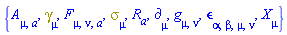 {A[mu, a], Physics:-Dgamma[mu], F[mu, nu, a], Physics:-Psigma[mu], R[a], Physics:-d_[mu], Physics:-g_[mu, nu], Physics:-LeviCivita[alpha, beta, mu, nu], Physics:-SpaceTimeVector[mu](X)}