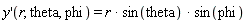 "y'(r, theta, phi) = r * sin(theta) * sin(phi)"