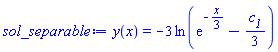 y(x) = -3*ln(exp(-(1/3)*x)-(1/3)*c__1)