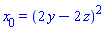 x[0] = (2*y-2*z)^2