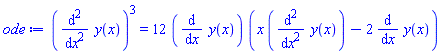 (diff(diff(y(x), x), x))^3 = 12*(diff(y(x), x))*(x*(diff(diff(y(x), x), x))-2*(diff(y(x), x)))