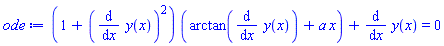 (1+(diff(y(x), x))^2)*(arctan(diff(y(x), x))+a*x)+diff(y(x), x) = 0