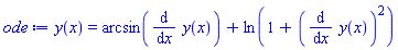 y(x) = arcsin(diff(y(x), x))+ln(1+(diff(y(x), x))^2)