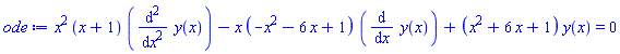 x^2*(x+1)*(diff(diff(y(x), x), x))-x*(-x^2-6*x+1)*(diff(y(x), x))+(x^2+6*x+1)*y(x) = 0
