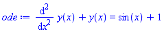 diff(diff(y(x), x), x)+y(x) = sin(x)+1
