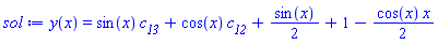 y(x) = sin(x)*c__13+cos(x)*c__12+(1/2)*sin(x)+1-(1/2)*cos(x)*x