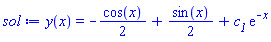 y(x) = -(1/2)*cos(x)+(1/2)*sin(x)+c__1*exp(-x)