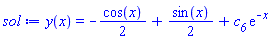 y(x) = -(1/2)*cos(x)+(1/2)*sin(x)+c__6*exp(-x)